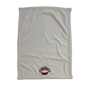 Baby Starters Sock Monkey Cream White Patch 3D Face Baby Blanket Lovey Kids